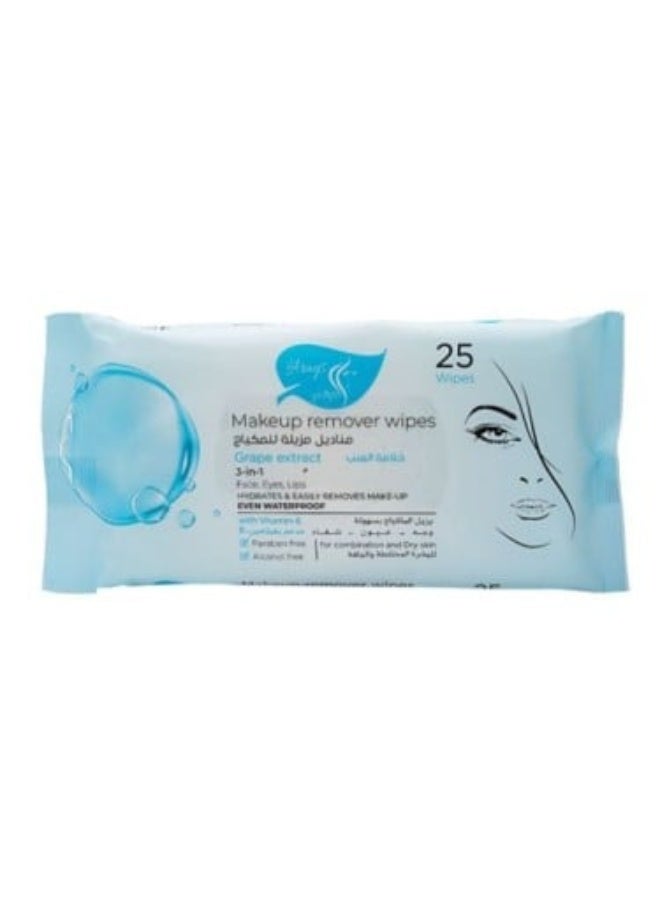 Makeup Remover Wipes with Grape Extract - 25 Wipes